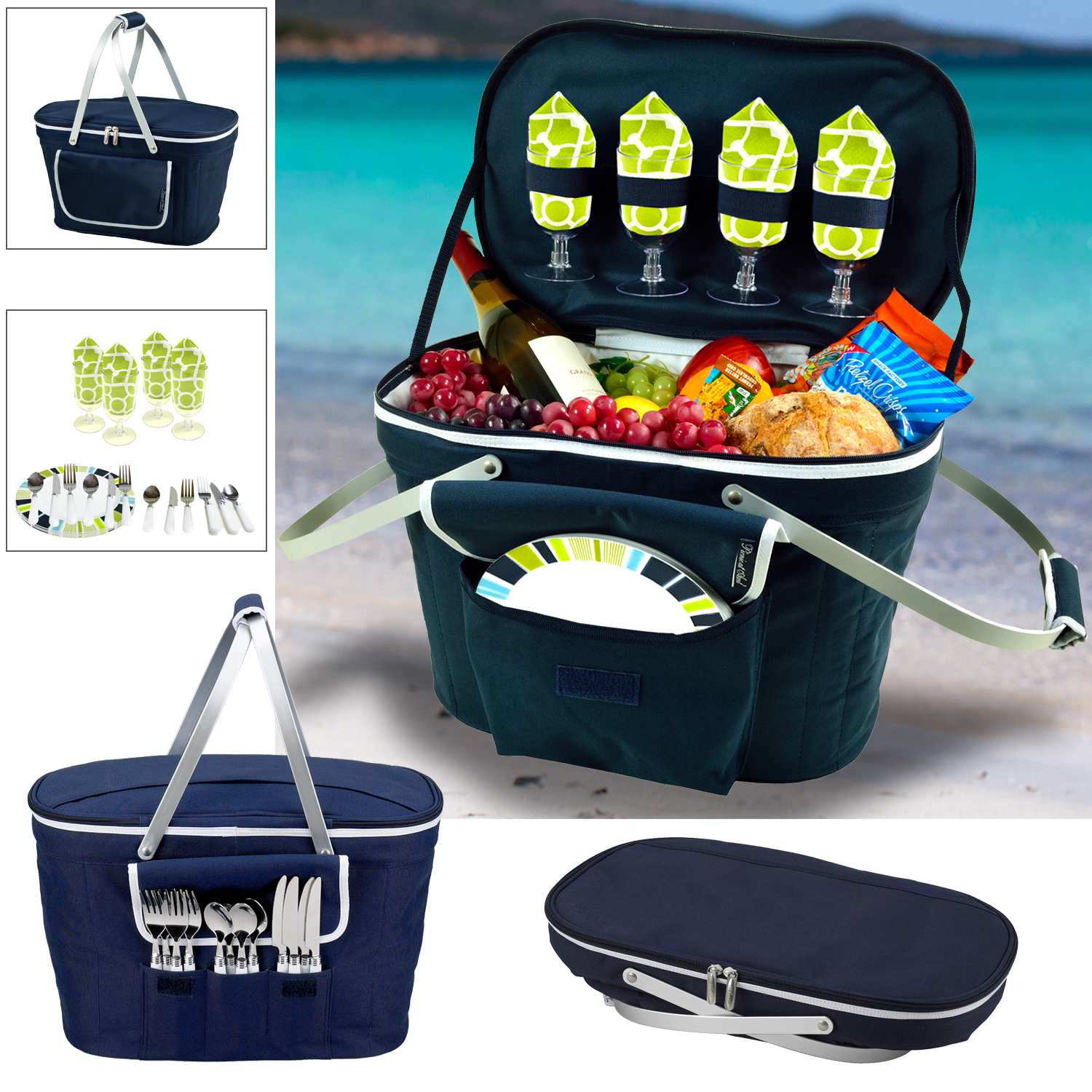 Collapsible Insulated Picnic Basket for 4