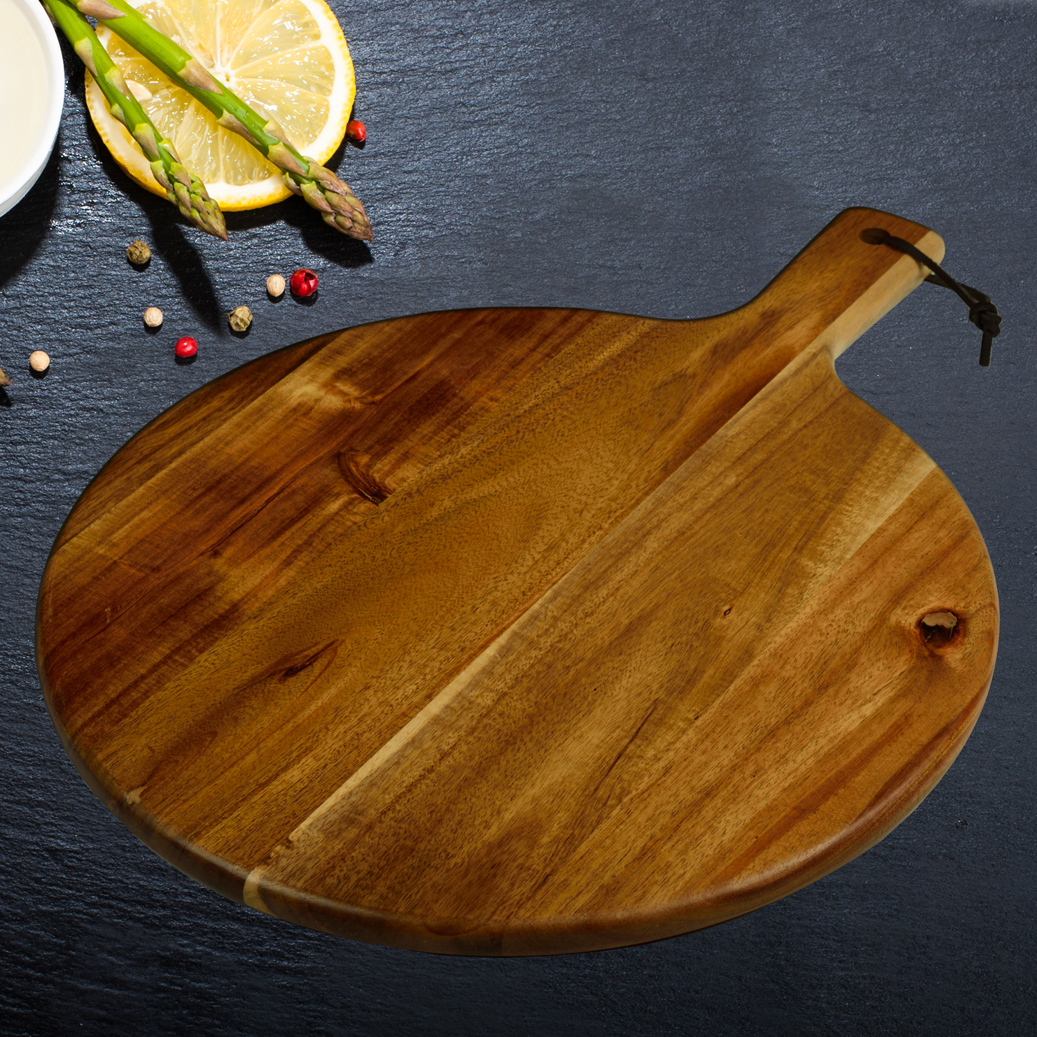 12" Diameter Round Acacia Serving Board